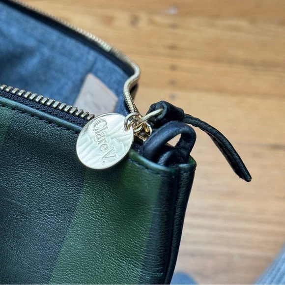 Clare V Green and Black Striped Flat Clutch - Picture 3 of 8